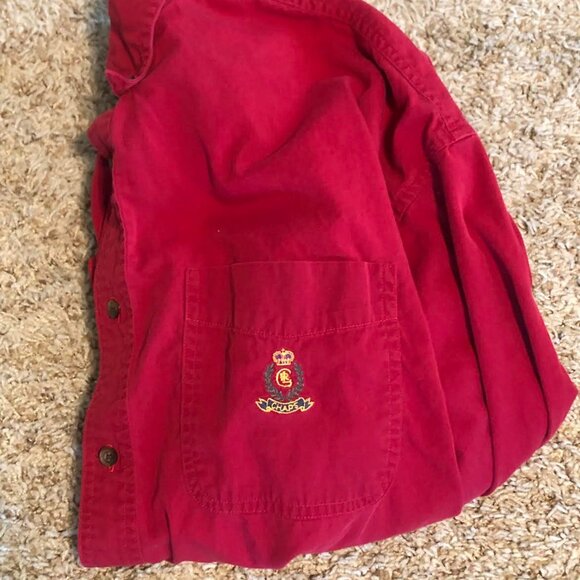 Ralph Chaps Red Button Down Long Sleeve Shirt 100% Cotton Large - Picture 8 of 8